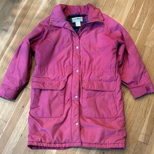 L.L. Bean FREEPORT MAINE Ladies Fuchsia Parka Chore Coat Fleece Lined